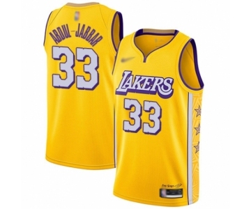 Youth Los Angeles Lakers #33 Kareem Abdul-Jabbar Swingman Gold Basketball Jersey - 2019-20 City Edition