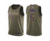 Youth Los Angeles Lakers #6 LeBron James Swingman Green Salute to Service Basketball Jersey