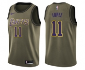 Youth Nike Los Angeles Lakers #11 Brook Lopez Swingman Green Salute to Service NBA Jersey