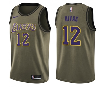 Youth Nike Los Angeles Lakers #12 Vlade Divac Swingman Green Salute to Service NBA Jersey