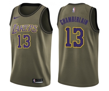 Youth Nike Los Angeles Lakers #13 Wilt Chamberlain Swingman Green Salute to Service NBA Jersey