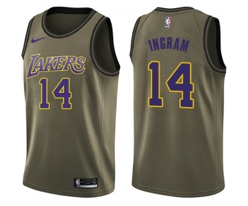 Youth Nike Los Angeles Lakers #14 Brandon Ingram Swingman Green Salute to Service NBA Jersey