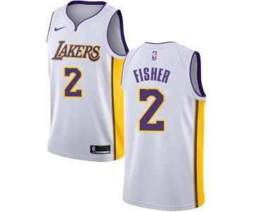 Youth Nike Los Angeles Lakers #2 Derek Fisher Swingman White NBA Jersey - Association Edition