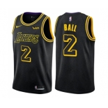 Youth Nike Los Angeles Lakers #2 Lonzo Ball Swingman Black NBA Jersey - City Edition