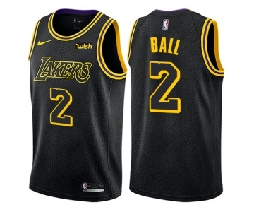 Youth Nike Los Angeles Lakers #2 Lonzo Ball Swingman Black NBA Jersey - City Edition