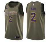 Youth Nike Los Angeles Lakers #2 Lonzo Ball Swingman Green Salute to Service NBA Jersey