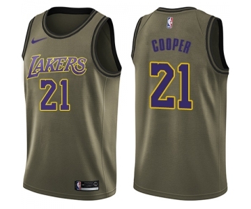 Youth Nike Los Angeles Lakers #21 Michael Cooper Swingman Green Salute to Service NBA Jersey