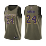 Youth Nike Los Angeles Lakers #24 Kobe Bryant Swingman Green Salute to Service NBA Jersey