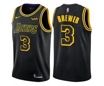 Youth Nike Los Angeles Lakers #3 Corey Brewer Swingman Black NBA Jersey - City Edition