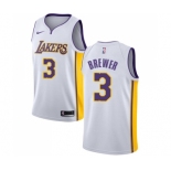 Youth Nike Los Angeles Lakers #3 Corey Brewer Swingman White NBA Jersey - Association Edition