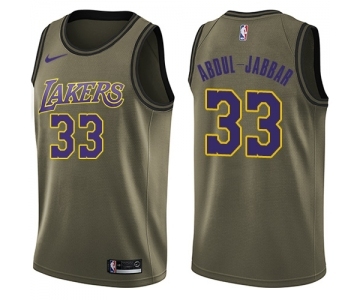 Youth Nike Los Angeles Lakers #33 Kareem Abdul-Jabbar Swingman Green Salute to Service NBA Jersey