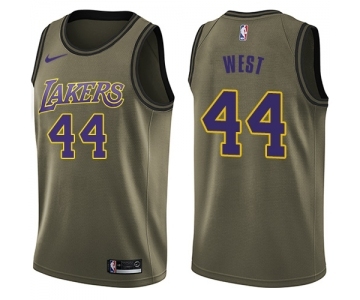 Youth Nike Los Angeles Lakers #44 Jerry West Swingman Green Salute to Service NBA Jersey