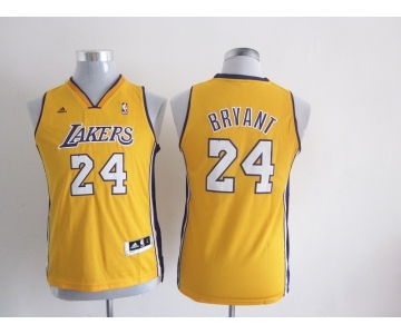 youth nba los angeles lakers #24 kobe bryant yellow[revolution 30 swingman]