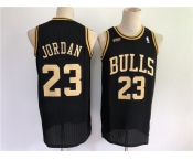 Adidas Men's Chicago Bulls #23 Michael Jordan Black Gold Retro Basketball Jersey