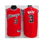 Chicago Bulls #3 Dwyane Wade Red Crabbed Typeface Throwback Stitched NBA Jersey