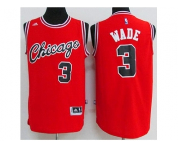 Chicago Bulls #3 Dwyane Wade Red Crabbed Typeface Throwback Stitched NBA Jersey