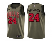 Men Nike Chicago Bulls #24 Lauri Markkanen Green Salute to Service NBA Swingman Jersey