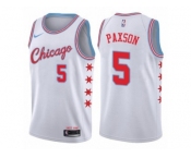 Men Nike Chicago Bulls #5 John Paxson Authentic White NBA Jersey - City Edition