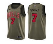 Men Nike Chicago Bulls #7 Justin Holiday Green Salute to Service NBA Swingman Jersey