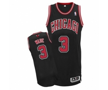 Men's Adidas Chicago Bulls #3 Dwyane Wade Authentic Black Alternate NBA Jersey