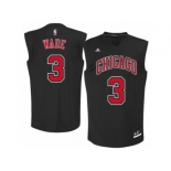 Men's Adidas Chicago Bulls #3 Dwyane Wade Authentic Black Fashion NBA Jersey