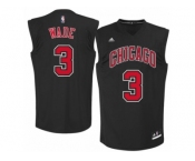 Men's Adidas Chicago Bulls #3 Dwyane Wade Authentic Black Fashion NBA Jersey