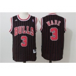 Men's Adidas Chicago Bulls #3 Dwyane Wade Authentic Black(Red Strip) NBA Jersey