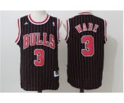 Men's Adidas Chicago Bulls #3 Dwyane Wade Authentic Black(Red Strip) NBA Jersey