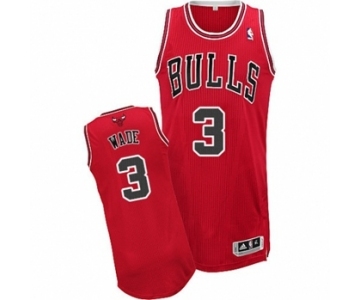 Men's Adidas Chicago Bulls #3 Dwyane Wade Authentic Red Road NBA Jersey