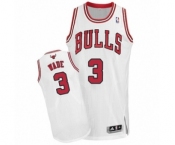 Men's Adidas Chicago Bulls #3 Dwyane Wade Authentic White Home NBA Jersey