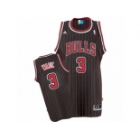 Men's Adidas Chicago Bulls #3 Dwyane Wade Swingman Black Red Strip Throwback NBA Jersey