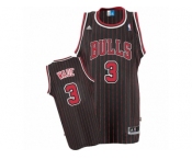 Men's Adidas Chicago Bulls #3 Dwyane Wade Swingman Black Red Strip Throwback NBA Jersey