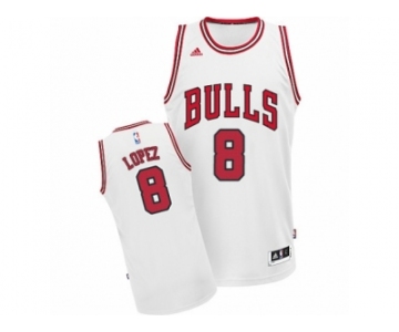 Men's Adidas Chicago Bulls #8 Robin Lopez Swingman White Home NBA Jersey