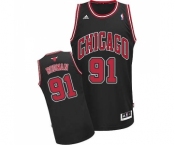 Men's Adidas Chicago Bulls #91 Dennis Rodman Swingman Black Alternate NBA Jersey