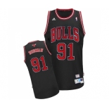 Men's Adidas Chicago Bulls #91 Dennis Rodman Swingman Black Throwback NBA Jersey