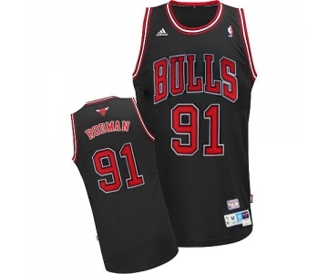 Men's Adidas Chicago Bulls #91 Dennis Rodman Swingman Black Throwback NBA Jersey