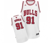 Men's Adidas Chicago Bulls #91 Dennis Rodman Swingman White Home NBA Jersey