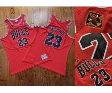 Men's Bulls #23 Michael Jordan Red Stitched 1993 Champions 2013 20th Anniversary Hardwood Classics Jersey