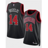 Men's Chicago Bulls #14 Matas Buzelis Black 2024 Draft Statement Edition Stitched Basketball Jersey