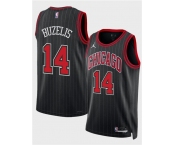 Men's Chicago Bulls #14 Matas Buzelis Black 2024 Draft Statement Edition Stitched Basketball Jersey