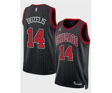 Men's Chicago Bulls #14 Matas Buzelis Black 2024 Draft Statement Edition Stitched Basketball Jersey