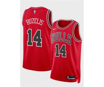 Men's Chicago Bulls #14 Matas Buzelis Red 2024 Draft Icon Edition Stitched Basketball Jersey