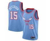 Men's Chicago Bulls #15 Chandler Hutchison Authentic Blue Basketball Jersey - 2019-20 City Edition