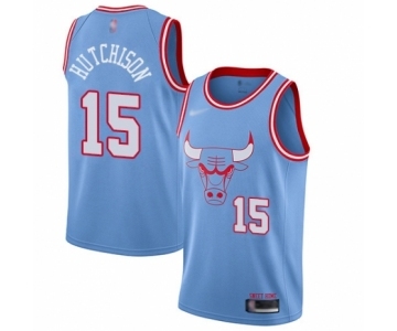 Men's Chicago Bulls #15 Chandler Hutchison Authentic Blue Basketball Jersey - 2019-20 City Edition