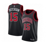 Men's Chicago Bulls #15 Chandler Hutchison Swingman Black Finished Basketball Jersey - Statement Edition