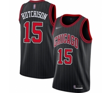 Men's Chicago Bulls #15 Chandler Hutchison Swingman Black Finished Basketball Jersey - Statement Edition