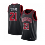 Men's Chicago Bulls #21 Thaddeus Young Authentic Black Finished Basketball Jersey - Statement Edition