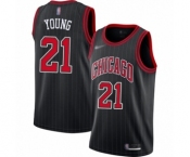 Men's Chicago Bulls #21 Thaddeus Young Authentic Black Finished Basketball Jersey - Statement Edition