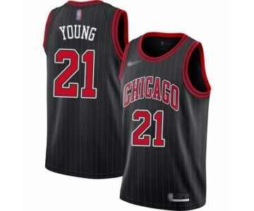 Men's Chicago Bulls #21 Thaddeus Young Authentic Black Finished Basketball Jersey - Statement Edition