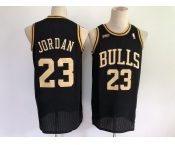 Men's Chicago Bulls #23 Jordan Black gold Throwback 2021 NBA Jersey